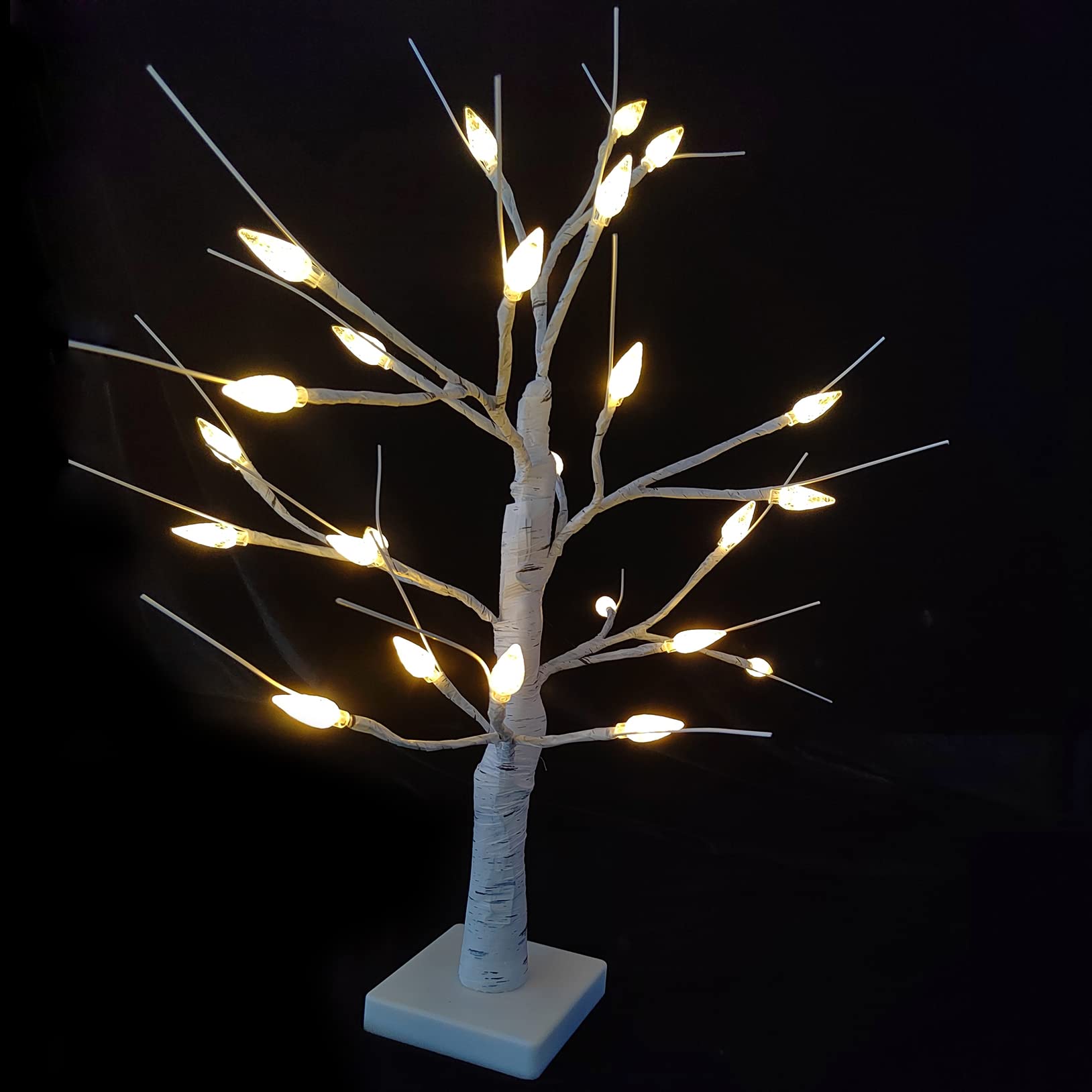 Lighted Birch Tree, Lighted Christmas Trees for Decoration Inside,2FT 24 LED Tabletop Tree Lamp Artificial Christmas Trees for Home Bedroom Wedding Party