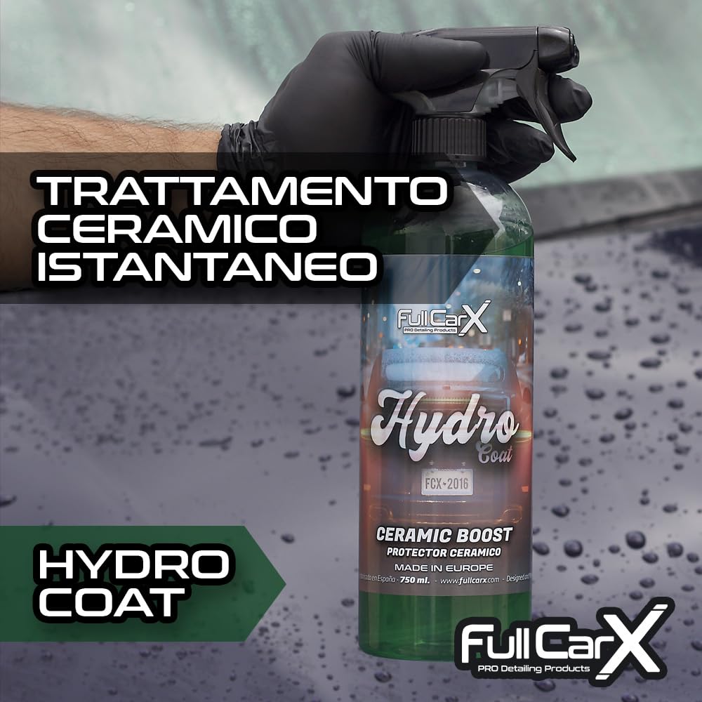 FULLCARX Hydro Coat 5L Trattamento Antipioggia Parabrezza Vetri Carrozzeria Auto, Protezione Ceramica Idrorepellente, Potenza Idrofobica Rapida, Lunga Durata, Prodotto Professionale Detailing