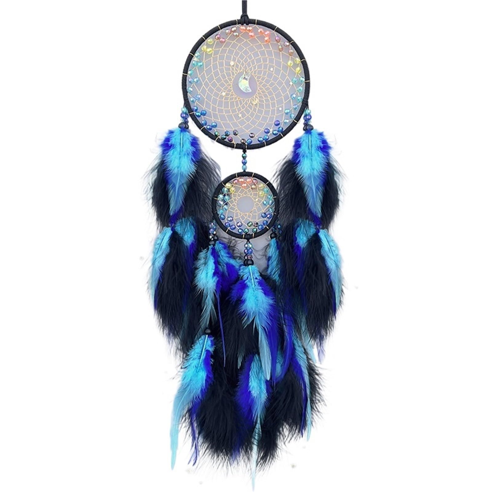 Atrapasueños Atrapasueños de Plumas Tejidas a Mano for decoración del hogar, Adornos Colgantes for Sala Estar y Dormitorio, 2 uds(Blue)