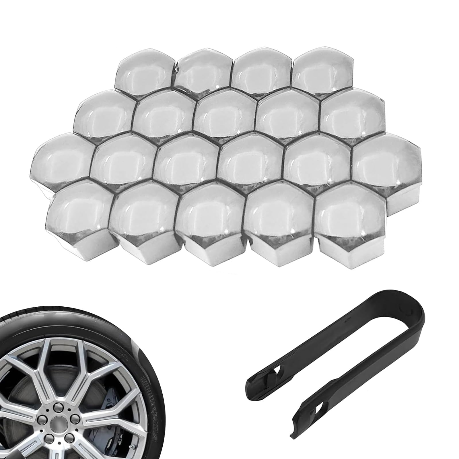 Photo 1 of Bawkars 20 PCS Lug Nut Covers (Silver, 21mm)