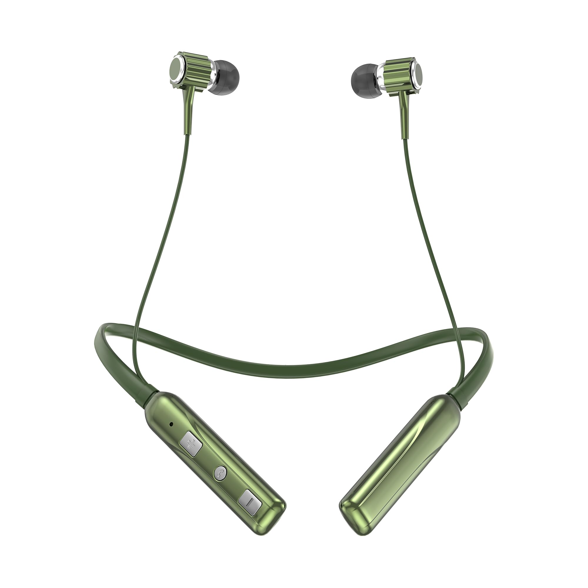 rd m-20 pro wireless bluetooth stereo neckband with 48h playtime, 13mm dynamic drivers, bluetooth v5.3, noise cancellation, low latency mode, fast charging, ipx5 water resistant, ergonomic fit - green
