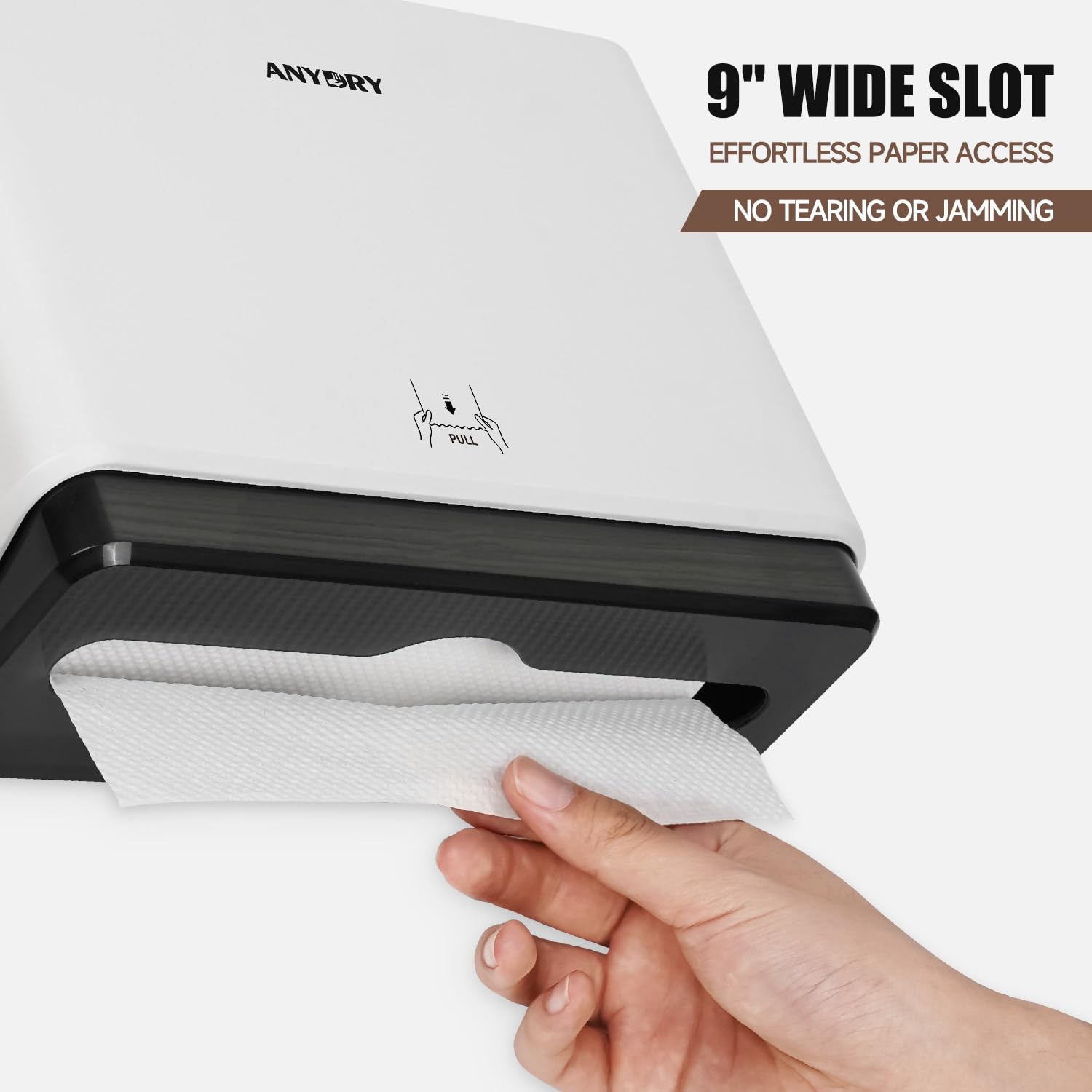 anydry Dispenser di Asciugamani con Piega a V, Compatibile con Piega a C, Adatto per Carta Piegata Dimensioni 25,4x7,9 cm, Può Contenere 200 Asciugamani di Carta, Bianco, Plastica, A Parete