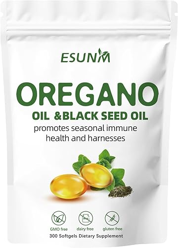 Miniatura 1 de Aceite de oreganol y semillas negras promueve la salud inmunitaria estacional y aprovecha sin OMG, sin dainy, sin gluten, 300 cápsulas blandas,