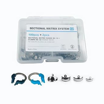Dental Sectional Matrix System Set, Dental Matrix Bands, Sectional Contoured Matrix System, Nickel Titanium Clamping Ring Dentist Tools C2 Set