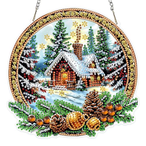 MOGTAA 5D Diamante Pittura Faro Pendente con Catena, DIY Kit Diamond Painting Adulto Bambino, Paesaggio Diamond Painting Kit per Giardino Casa Decorazione Regali