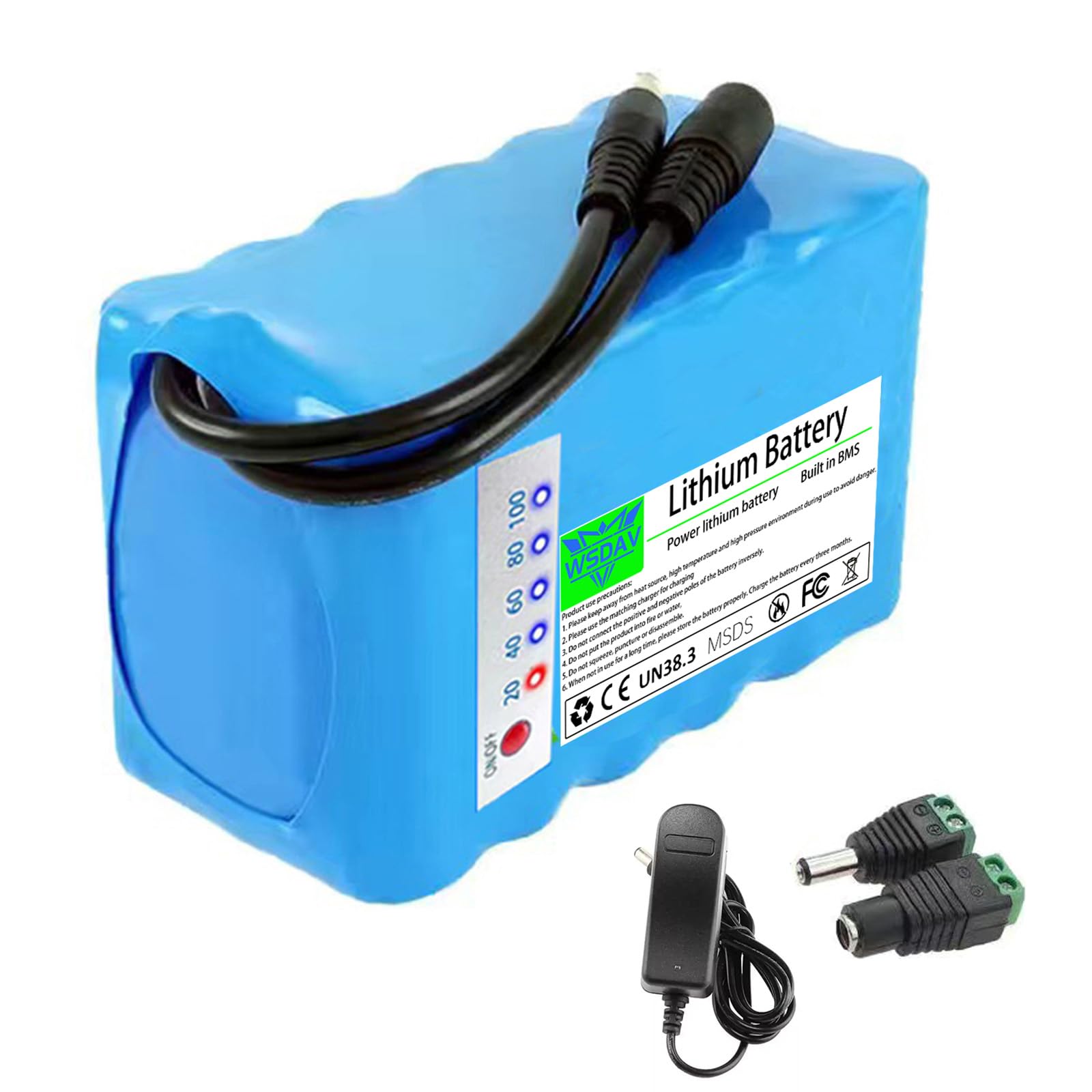 WSDAV 12 Volt Rechargeable Lithium Battery DC 12V 10Ah 12Ah 15Ah 18Ah 20Ah Replacement Battery with Charger,12V12Ah