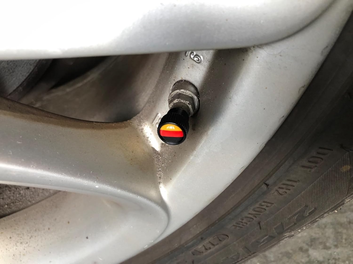 (Set of 4) Metal Auto Tire Valve Stem Cap Cover with Resin German Flag Stripes Emblems Trim for Porsche Mercedes Audi BMW VW Golf Opel Deutsch-Ness - Image 2