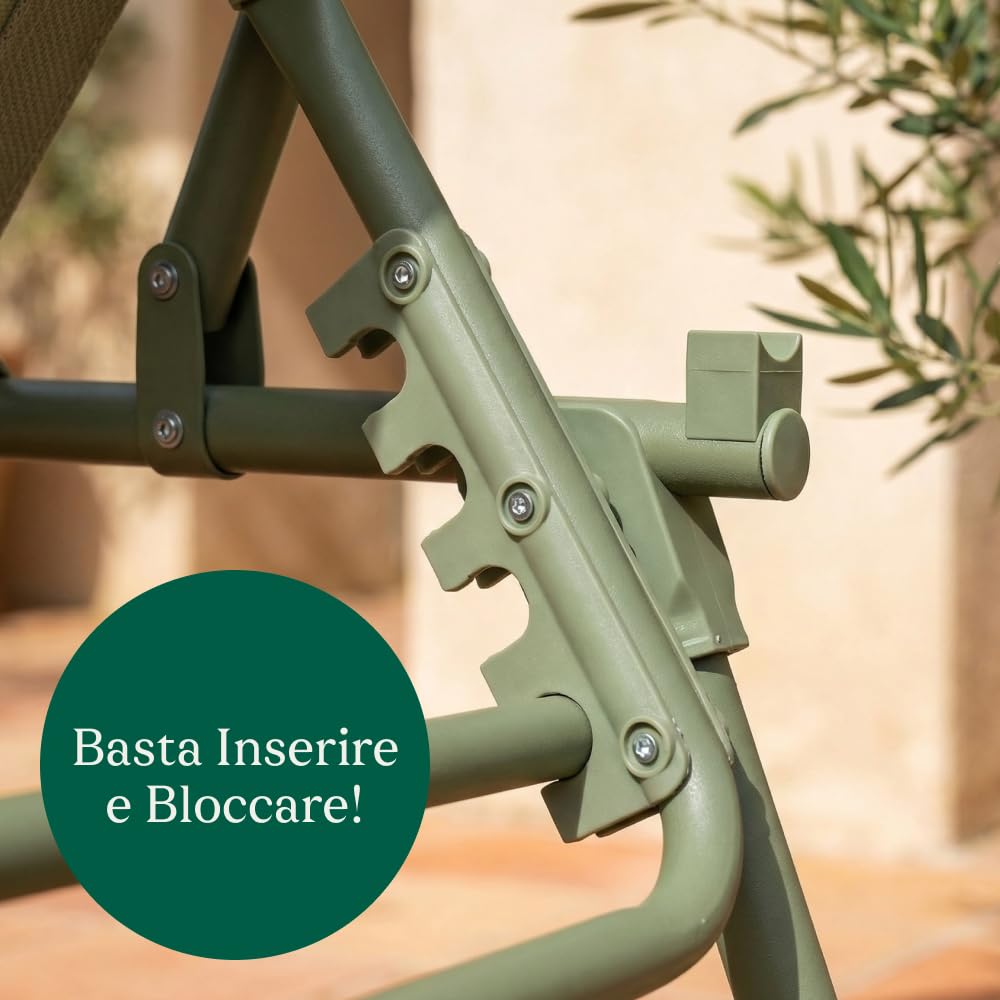 CASABEL Sedia Sdraio Pieghevole da Giardino, Set di 2 Lettini Pieghevoli Esterno Comodi e Resistenti, Struttura in Acciaio e Rivestimento in Textilene, Arredo Giardino Prendisole, Verde salvia