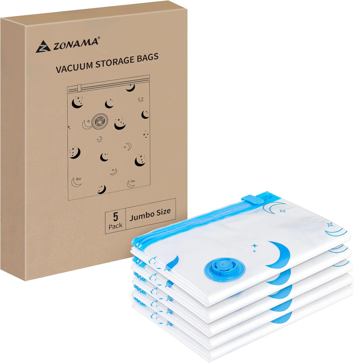 Vacuum Storage Bags, 5 Pack Jumbo Size 40x28 Reusable Vacuum