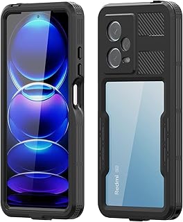 Capa impermeável para Xiaomi Redmi Note 12 Pro 5G, capa protetora subaquática totalmente selada IP68, à prova d'água, à prova de choque, à prova de neve, sujeira com protetor de tela integrado para Xiaomi Redmi Note 12 Pro 5G