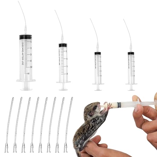 Baby Bird Feeding Syringe Set, Pet Parrot Milk Feeding Syringe with Tubes, Parrot Feeder Tubes Measuring Tools for Feeder Pets Scientific Industrial Labs… (10ml+10ml+20ml+60ml)