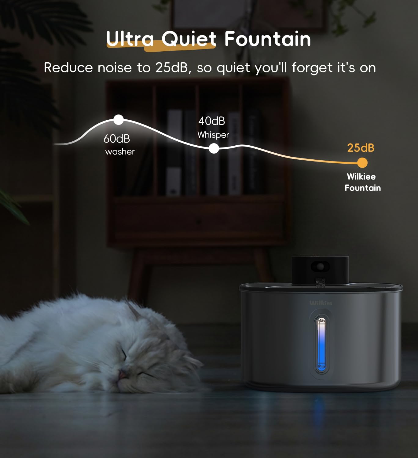 Fontana per gatti in acciaio inossidabile con 5 filtri, fontana per gatti da 4,2 l, funzionamento a batteria con sensore di movimento, dispenser di acqua per animali domestici senza fili, per gatti e