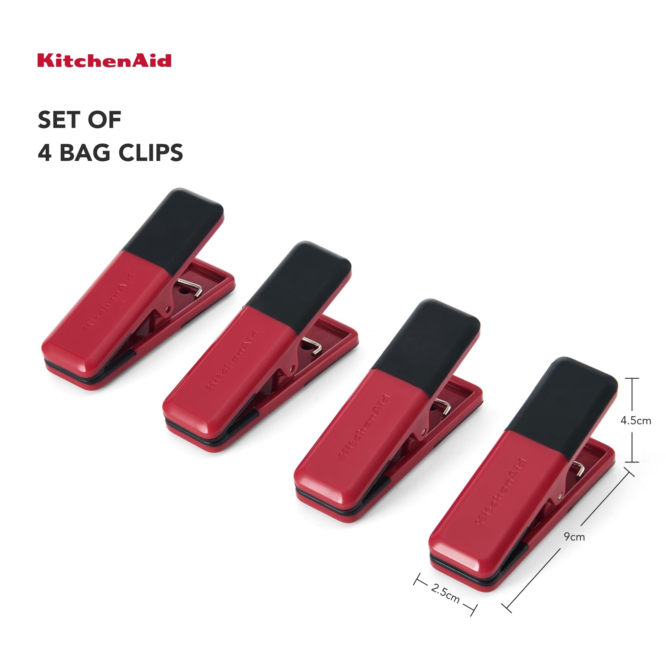 KitchenAid 4-częściowy zestaw małych spinaczy kuchennych - Empire Red