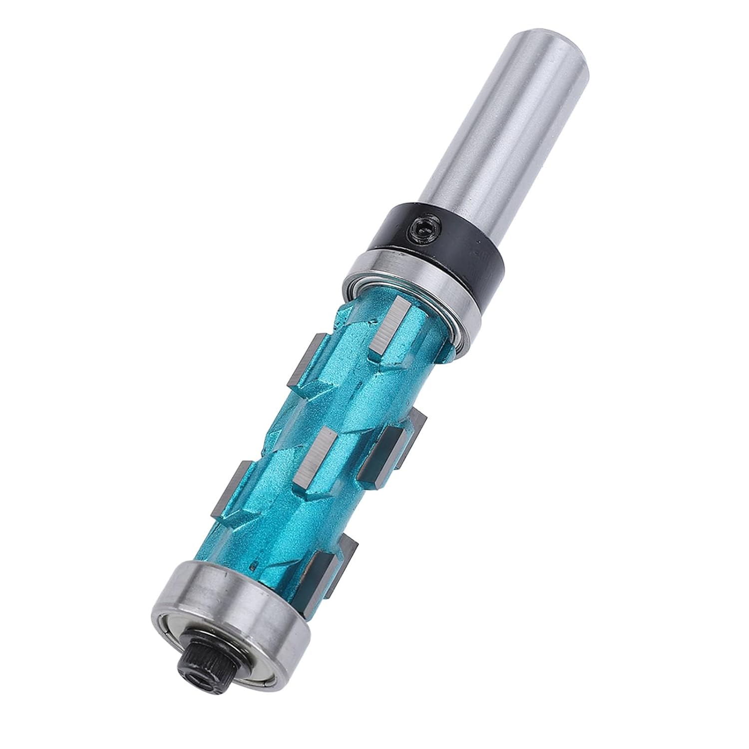 Flush Trim Router Bit 1/2 Shank, Carbide Double Bearing Spiral Trimming Bit, 3/4in Dia 1 - 11/16in Cutting Length for Woodworking Profiling and Template Routing