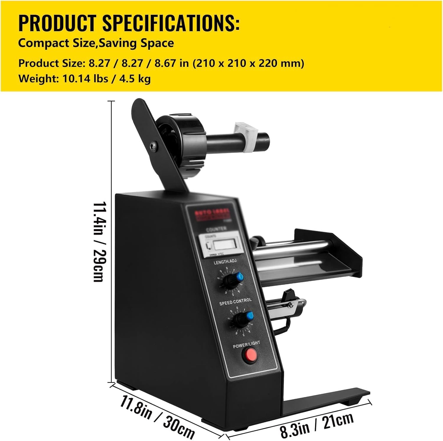 U.S. Solid Label Dispenser Machine for Translucent and Opaque Labels，Fits Labels 0.15"-3.94" Wide and 0.11"-5.91" Long