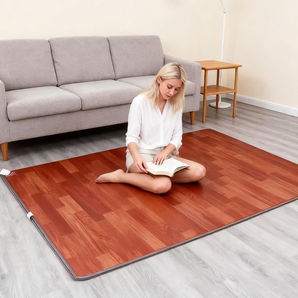 Tappetino riscaldante Grande, riscaldatore Elettrico per Pavimento con Timer, Riscaldamento rapido, scaldapiedi riscaldati sotto la scrivania, per casa, Ufficio, Studio,100 * 150cm