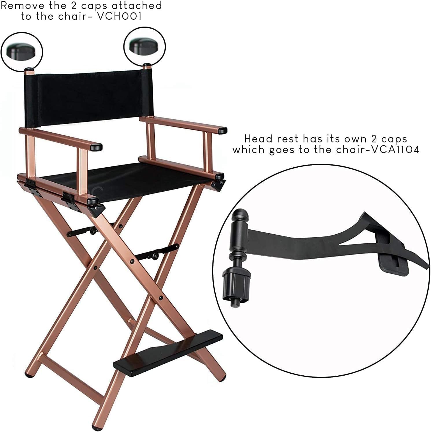 Folding Directors Chair,Aluminum Portable Chair,Makeup Artist Chair with Headrest, Foldable Director's Chair Makeup Artist Chair