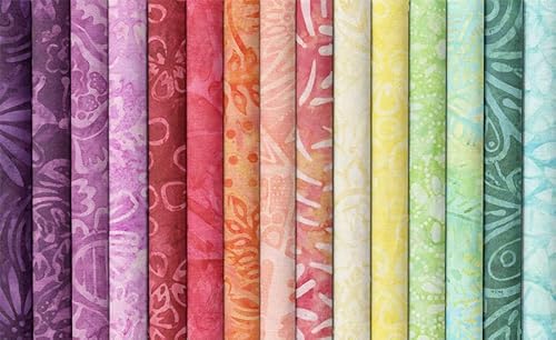 Connecting Threads Print Collection Precut 100% Cotton Quilting Fabric Bundle 10" Squares (Freshly Picked Batiks) #TOP2