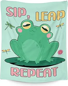 Mercuryelf Frog Throw Blanket - Soft, Fuzzy & Warm - 30x40 Inches Small Blankets for Lap, Crib - Light Green Funny Throws Gift for Baby