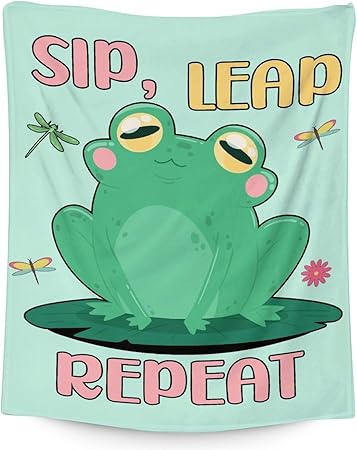 Mercuryelf Frog Throw Blanket - Soft, Fuzzy & Warm - 30x40 Inches Small Blankets for Lap, Crib - Light Green Funny Throws Gift for Baby