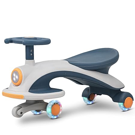 Baybee Aero Magic Swing Cars for Kids | Push Ride on Car for Kids with LED Light, Led PU Wheels | Ride on Toy Kids Car | Ride on Magic Car for Kids to Drive 3 to 8 Years Boys Girls (Orange)