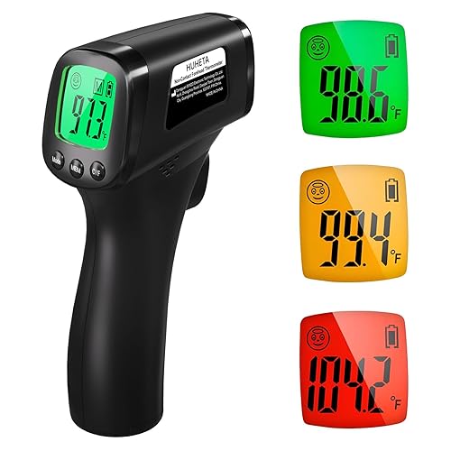 HUHETA Termómetro de frente sin contacto para adultos y niños, termómetro infrarrojo digital, termómetro para bebé sin contacto, función de lectura