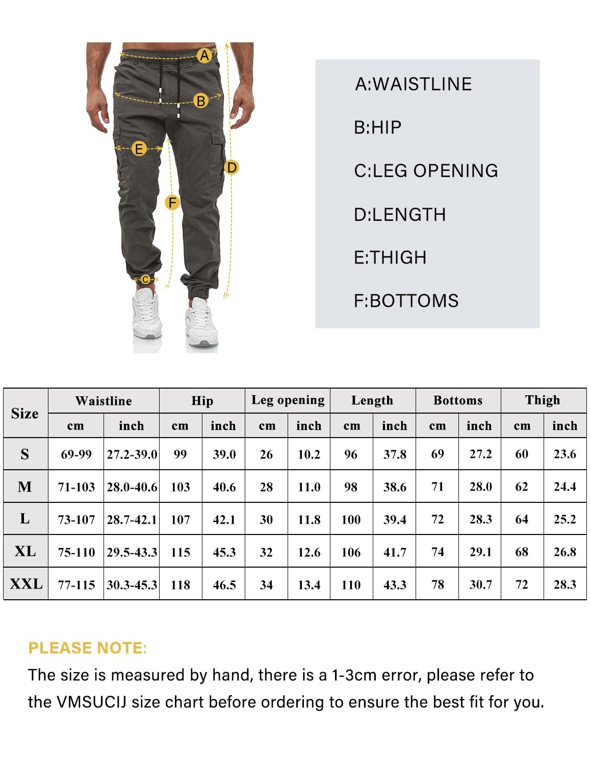 VMSUCIJ Pantaloni Jogging Uomo Pantaloni Casual Cotone Pantaloni Sportivi con Elastico in Vita con Tasche S-XXL