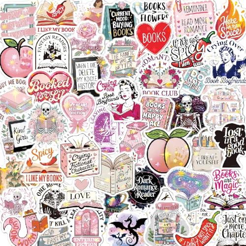 150 PCS Bookish & Romance Book Stickers – Holographic Vinyl Decals for Kindle, Laptop, Journal, Scrapbook, Water Bottles | Cute Waterproof Reading Sticker Pack for Book Lovers
