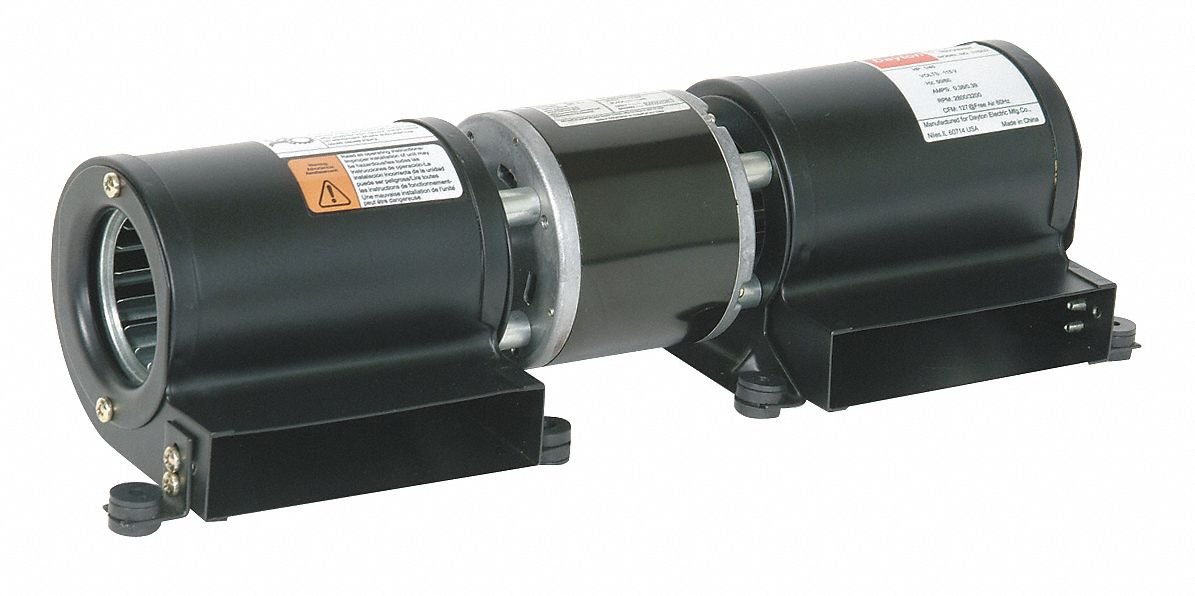 Dayton Rectangular Permanent Split Capacitor Low Profile Blower, Flange: No, Wheel Dia: 2-15/16