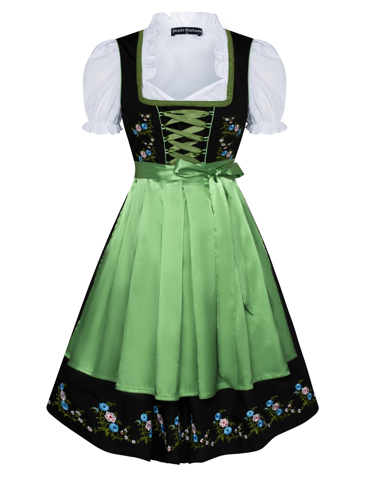 SCARLET DARKNESS Abito bavarese da donna, 3 pezzi, per Oktoberfest, per feste della birra tedesca