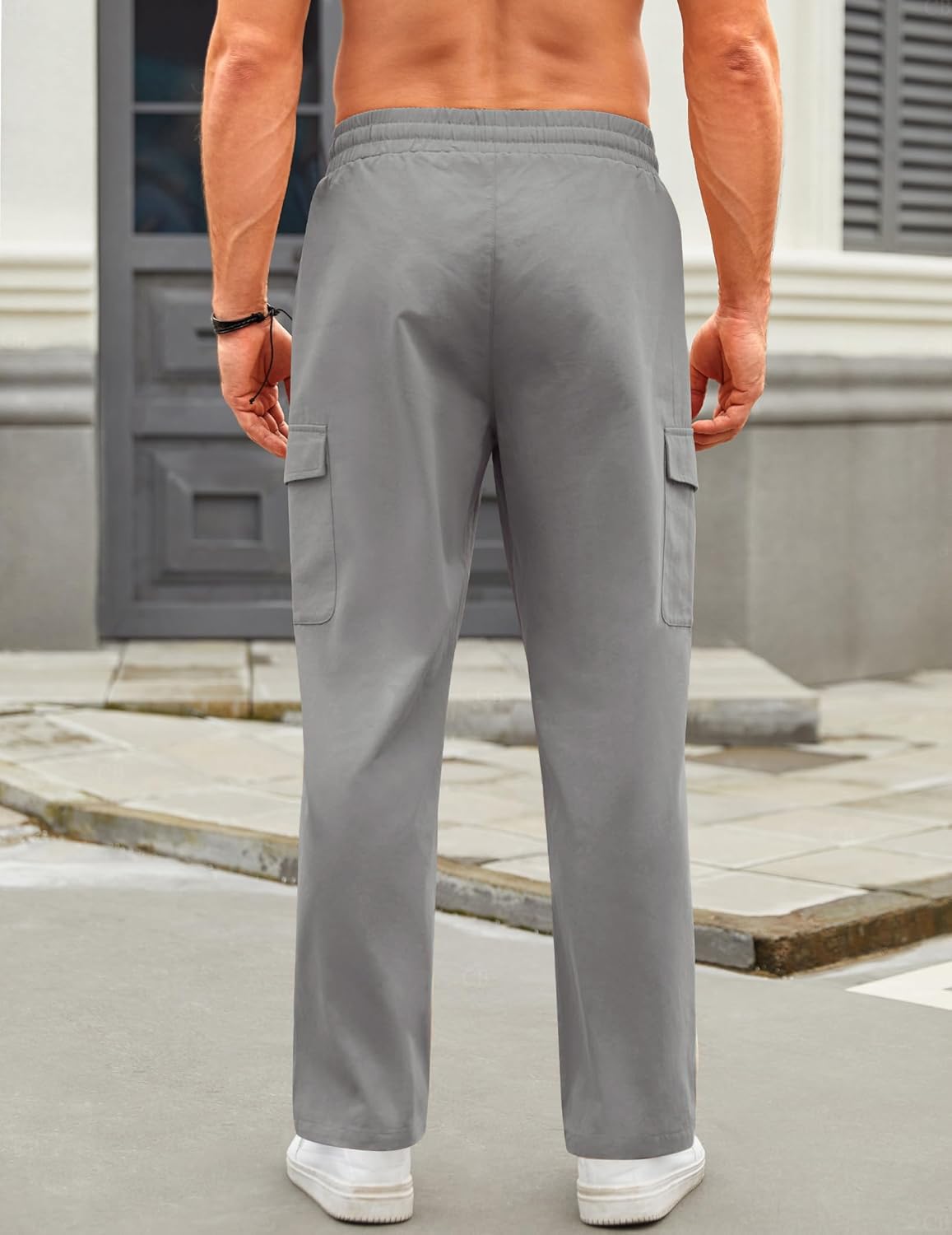 CB-COLEBROOK Herren Cargo Hose Casual Baumwolle Trekkinghose mit Kordelzug mit Herrentaschen (Cargo-47-52)