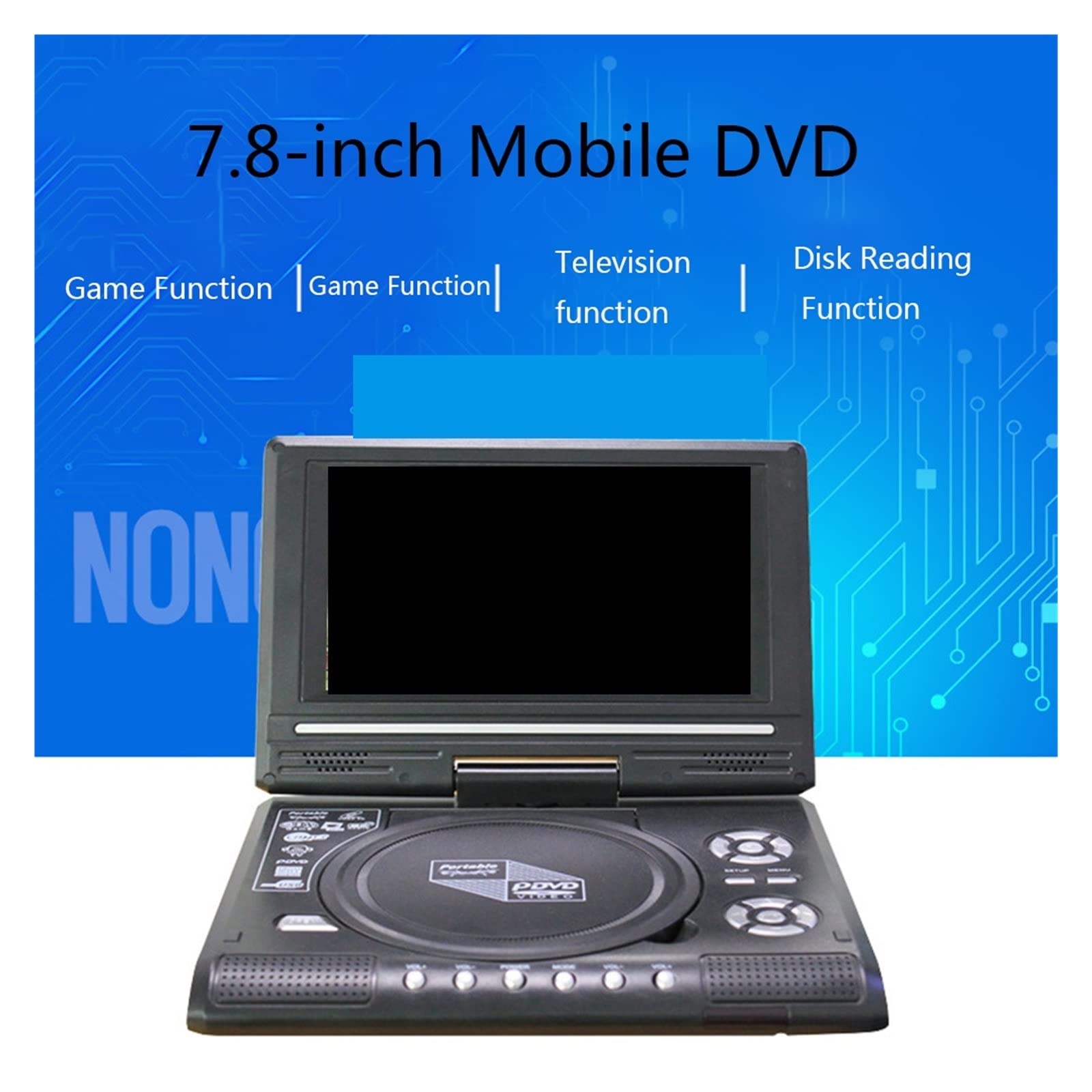 Lettore DVD portatile, Lettore DVD Lettori CD digitali da 7,8 pollici Schermo di rotazione 270 gradi con telecomando Cinema Radio Playing