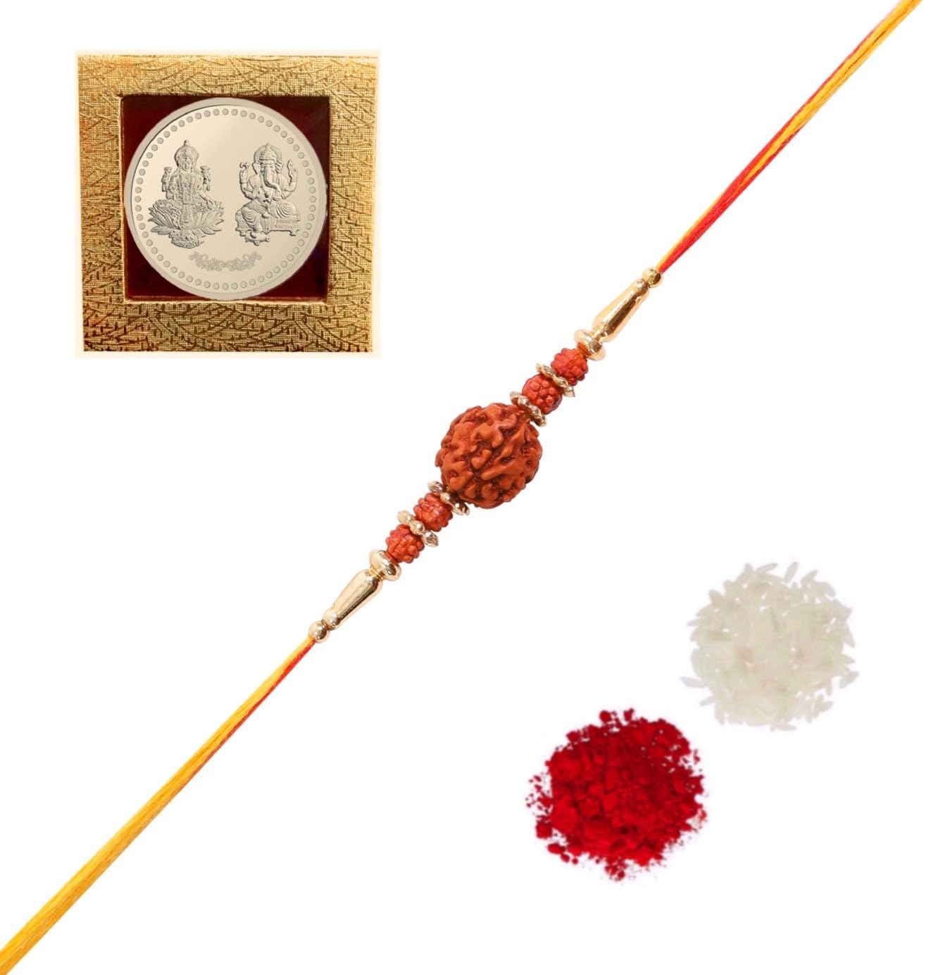 Amba Handicraft Rakhi/Rakhi for Brother/Rudraksha Rakhi/Send rakhi to USA/Rakhi for Brother with Gift Set/Rakhi Bracelet/rakhi for brother and bhabhi/Rakhi Set