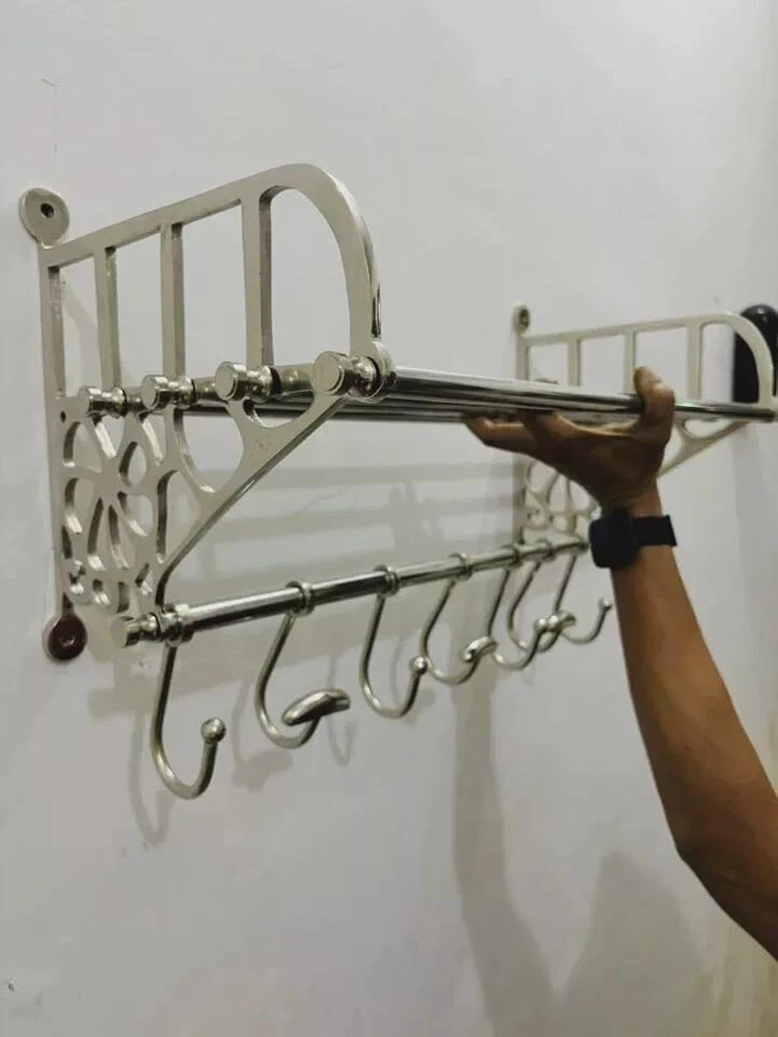 French Wall Mounted Coat Rack Luggage- Shelf- Coat Rack - Train Rack- Coat Hanger-Home Decor- Interior Decor- Wall Decor