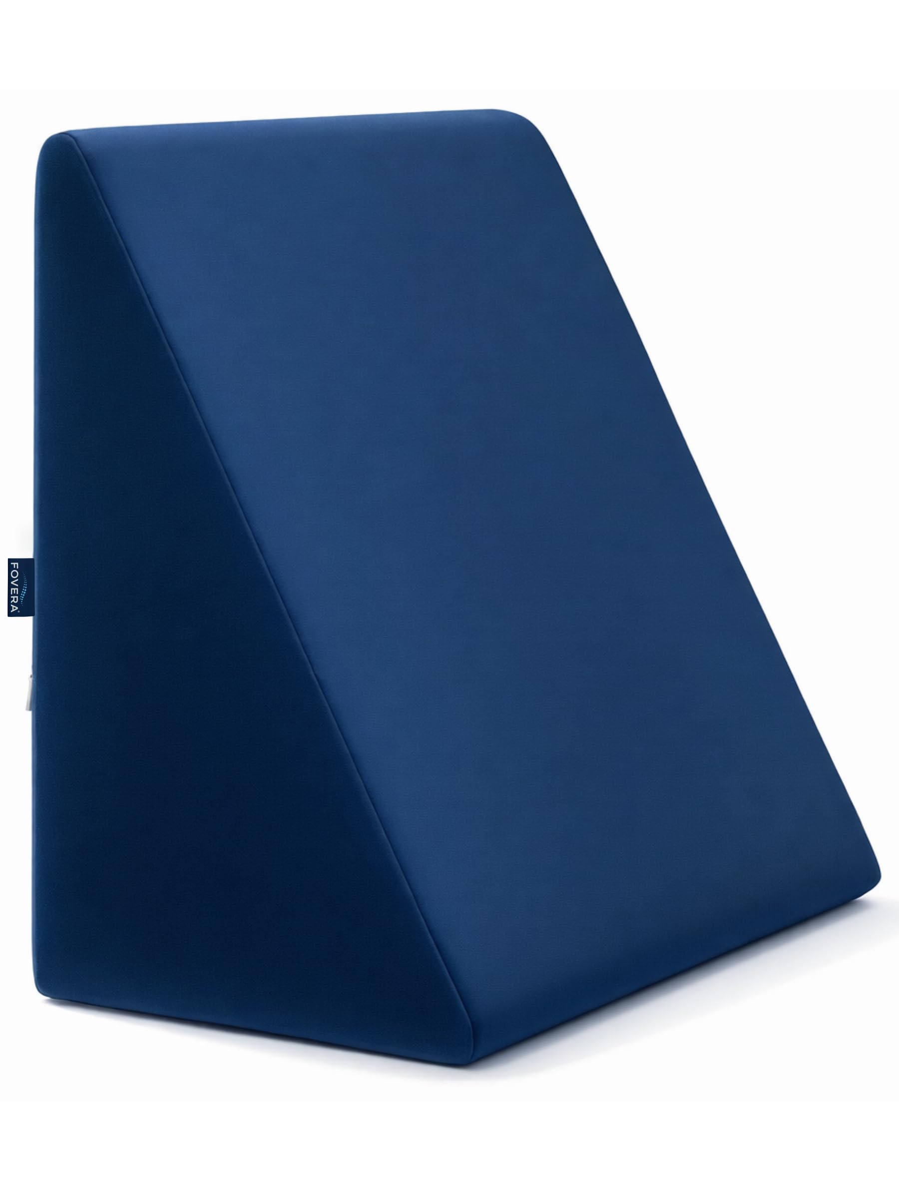 FOVERA Memory Foam Wedge Pillow | 2 Years Warranty | Bed Wedge Cushion, Orthopedic Back Support for Bed | for Acid Reflux, Snoring, GERD, Leg Elevation (Navy Blue, 18L x 17.5W x 11H Inch)