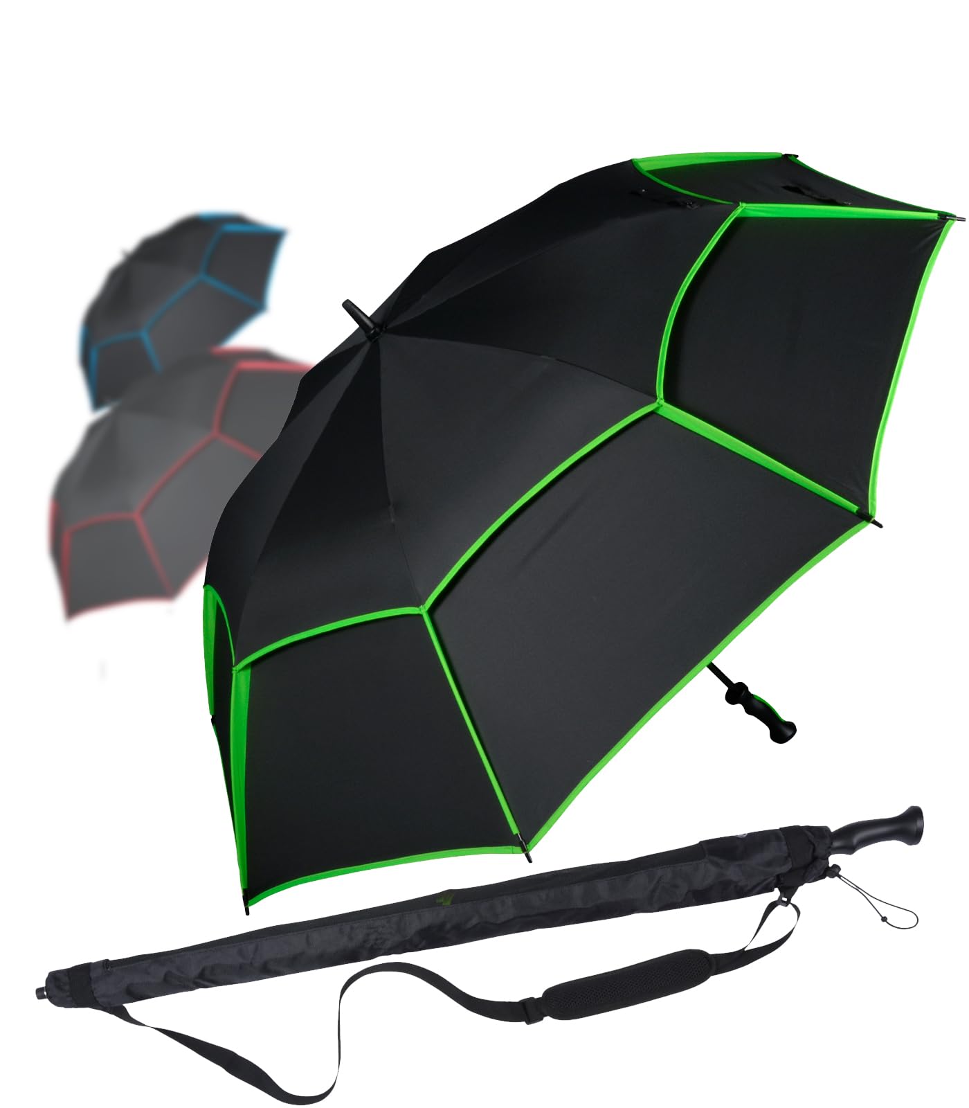 iX-brella 146 cm XXXL Fiber-Golfschirm Automatik doppeltes Dach mit Ventilationsbezug