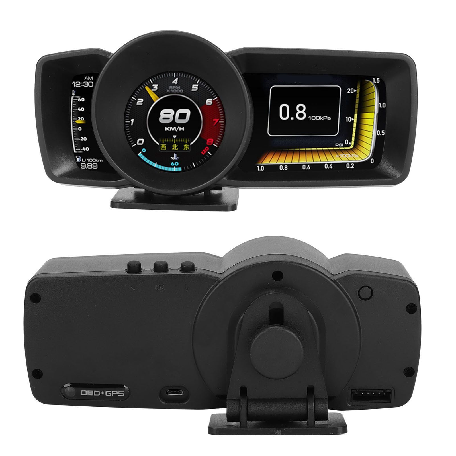 Wyświetlacz Samochodowy HUD OBDII GPS 3-calowy Ekran LCD, Alarm