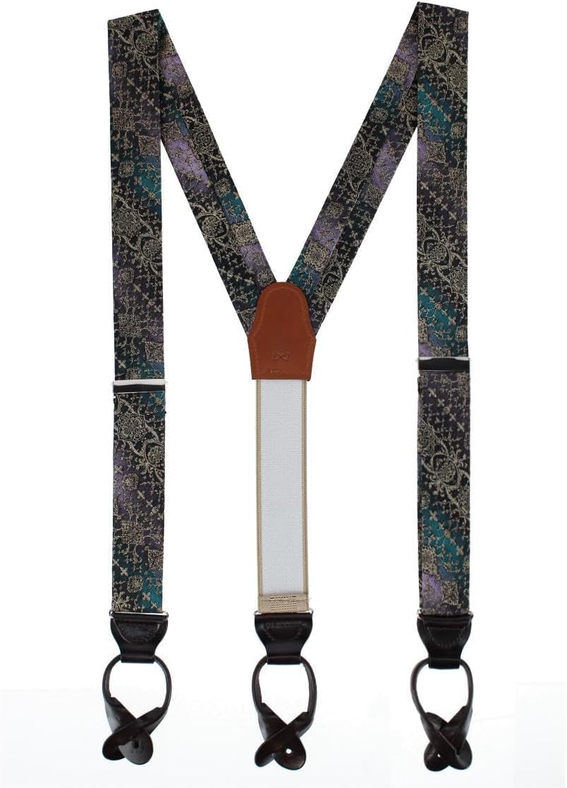 Trafalgar Men's The Spellbound Brocade Silk Button End Novelty Brace (Suspenders)