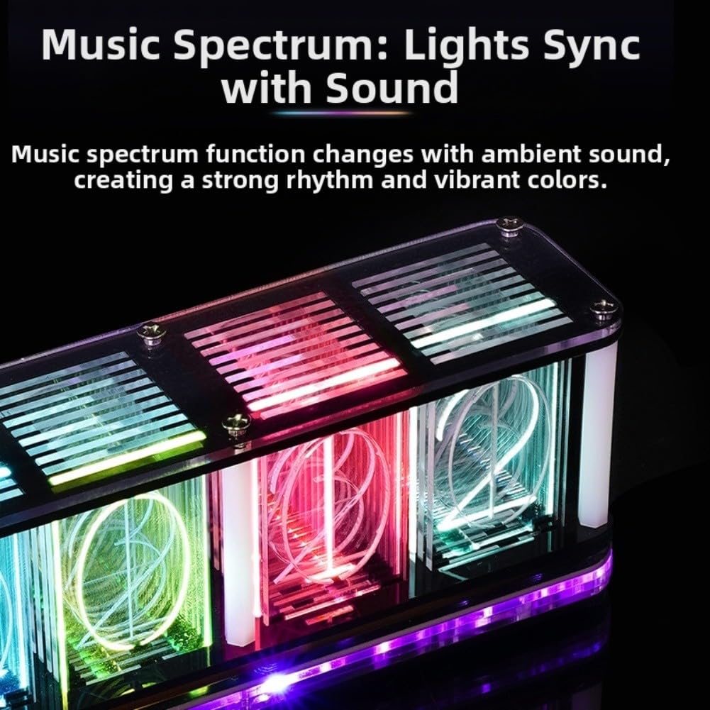 DIY Retro Nixie Röhrenuhr-Set mit RGB-LED-Display, 38 Farben und 14 Effekte, Musikspektrum, 3231 Chip, analoge Leuchtröhre, Digitaluhr, elektronisches Kit