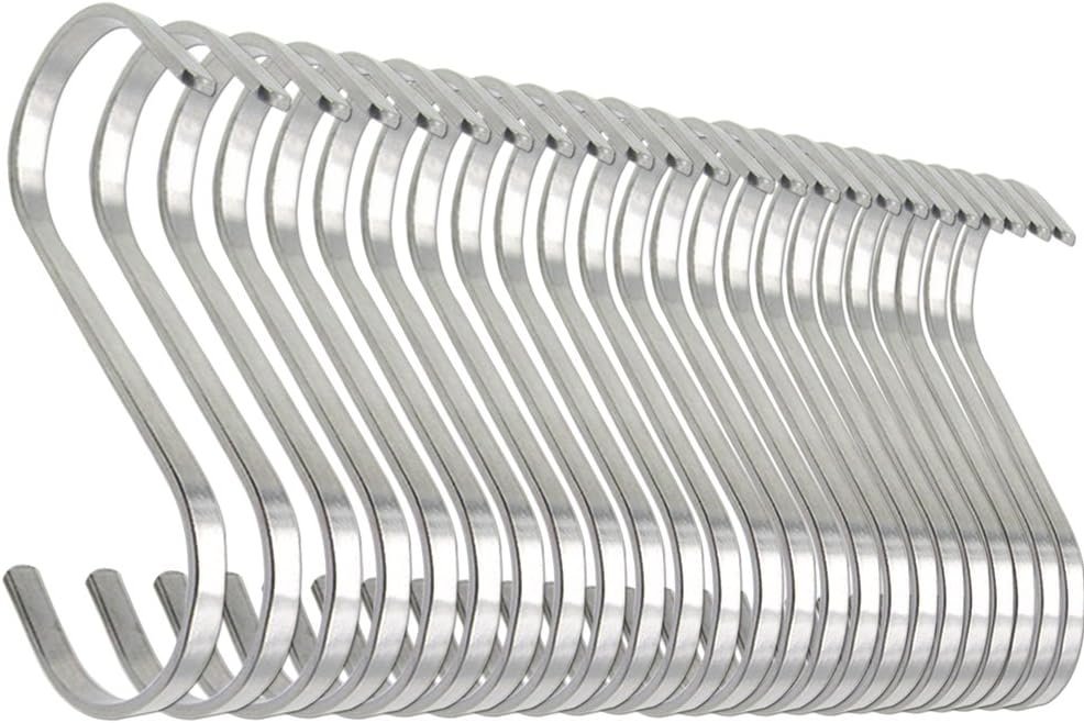 50% Off Discount 24 Pack ESFUN 4.4 inch Large 304 Stainless Steel S Hooks for Hanging Indoor and Outdoor Rustproof
