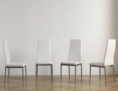 Miniatura 1 de Pabby Yard Juego de 4 sillas de comedor, modernas sillas de cocina de tela de PVC, sillas laterales sin brazos, sillas de tapicería de cuero suave