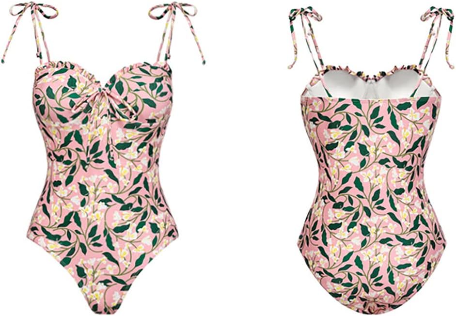 IDOPIP Women's One Piece Swimsuit with Beach Cover up Wrap Skirt Sarong Halter Floral Print Bikini Set Two Piece Bathing Suit - Image 2