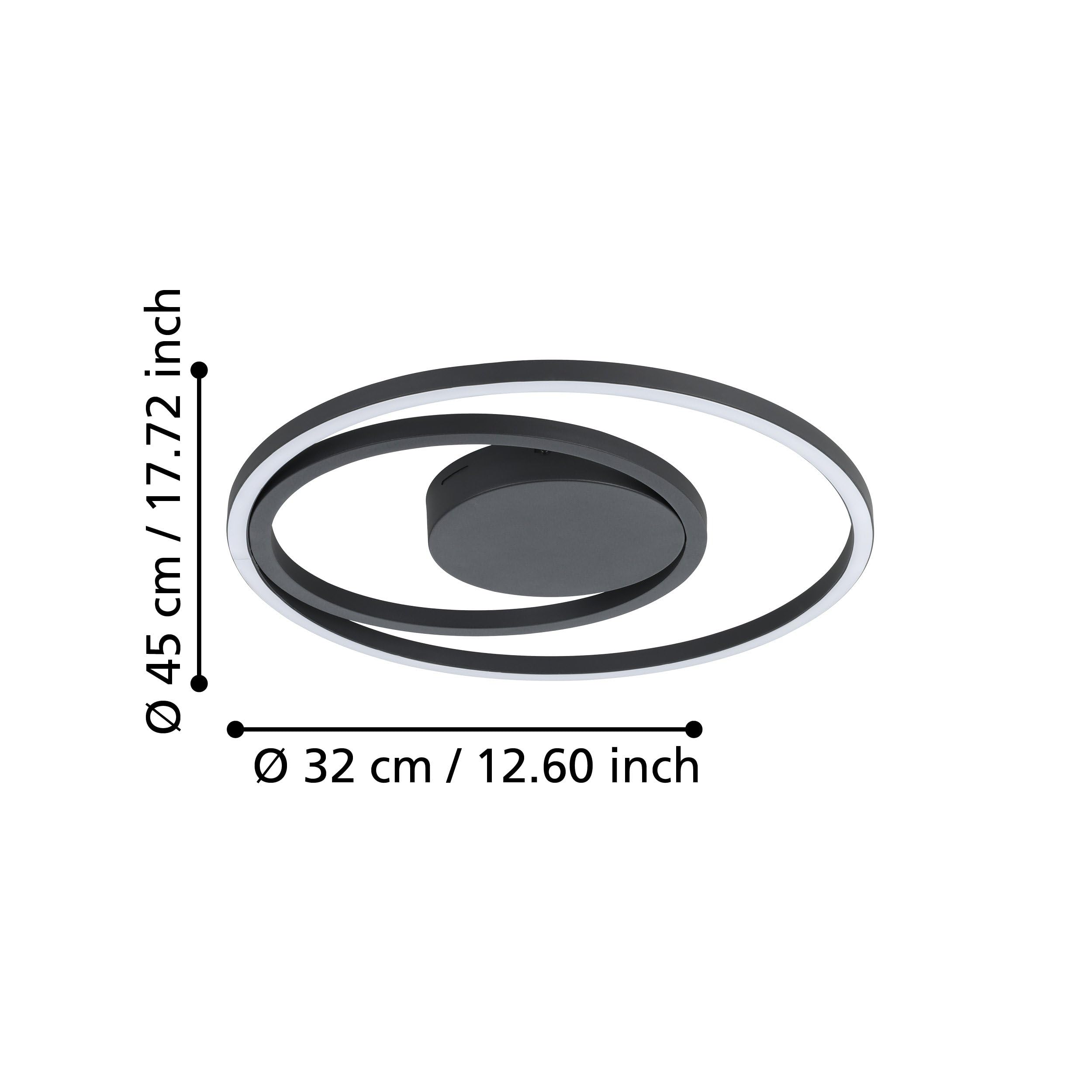 EGLO connect.z Smart Home LED Deckenleuchte Calagrano-Z, ZigBee | App und Sprachsteuerung mit Alexa, warmweiß-kaltweiß, RGB-Hintergrundbeleuchtung, dimmbare Metalllampe in schwarz, Ø 45 cm