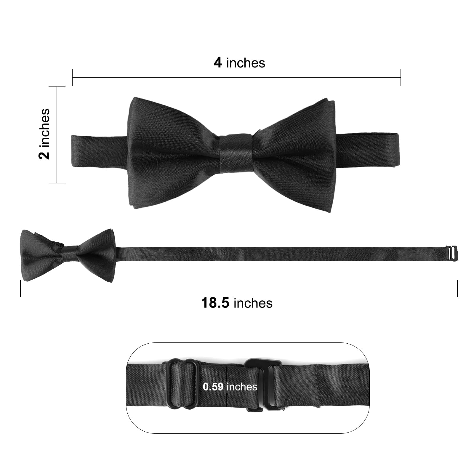 RR DESIGN Silk satin Classic Pre-Tied Bow Tie for kids, Adjustable Neck Strap 2