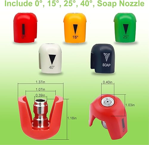 Miniatura 3 de Puntas de pulverización de conexión rápida para Sun Joe SPX3000-TPS, aptas para SPX 3000 Series y lavadoras a presión universales, juego de puntas