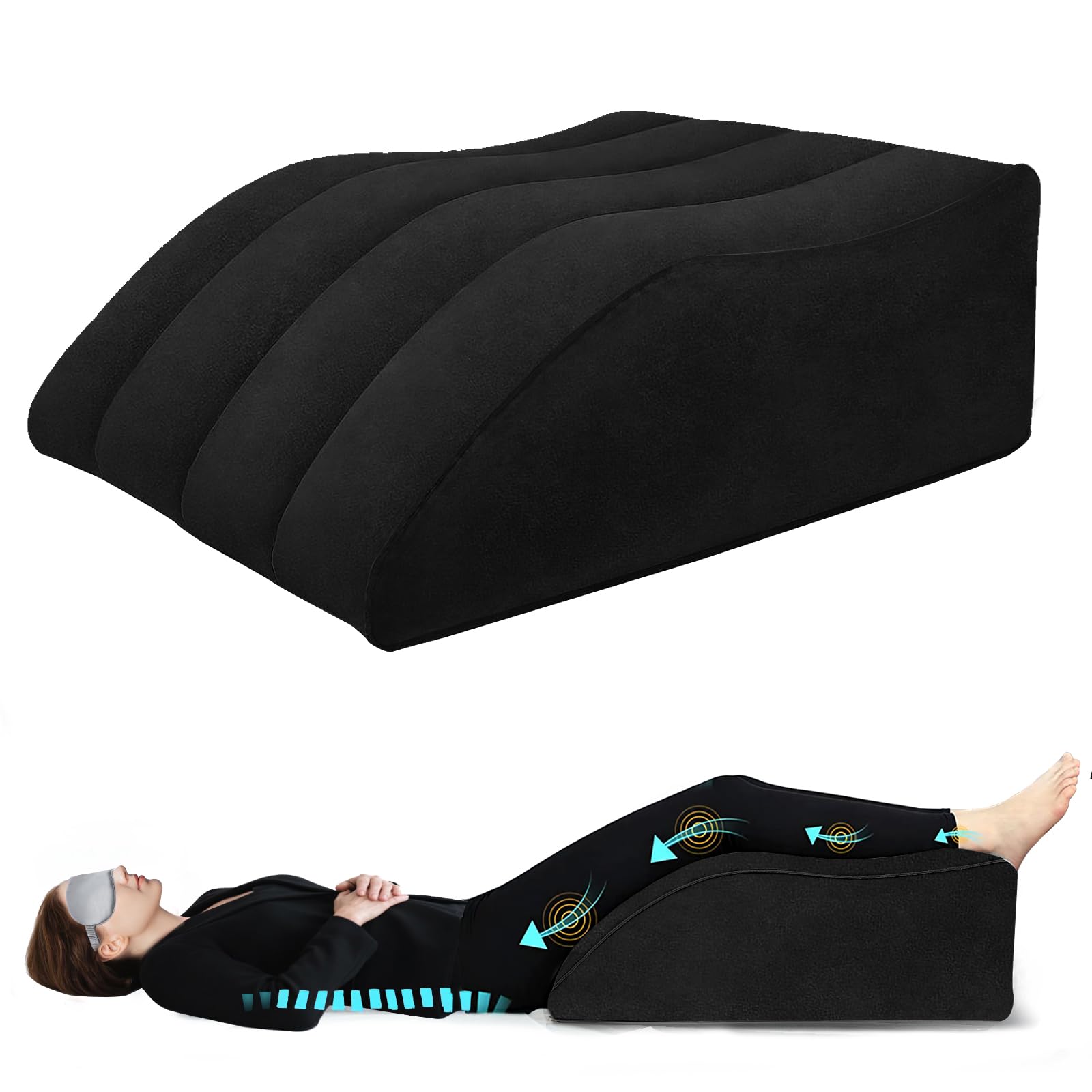 Venenkissen Beinhochlagerungskissen mit Schlafmaske – Beinkissen zum Hochlagern, Keilkissen Bett für Bett und Couch, Verstellbares Beinkissen als Beinhochlagerungskissen nach op