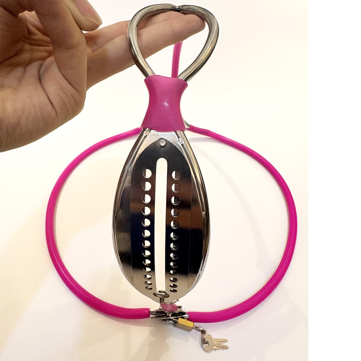 Ceinture de Chasteté Féminine en Acier Inoxydable Réglable noire 90-110cm YILUQIFLY BDSM Bondage Restraint
