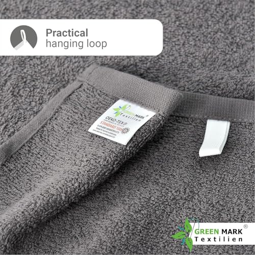 NatureMark 8er Spar-Pack Frottier Handtücher, Handtuch-Set, 50 x 100 cm, Anthrazit grau, 100% Baumwolle