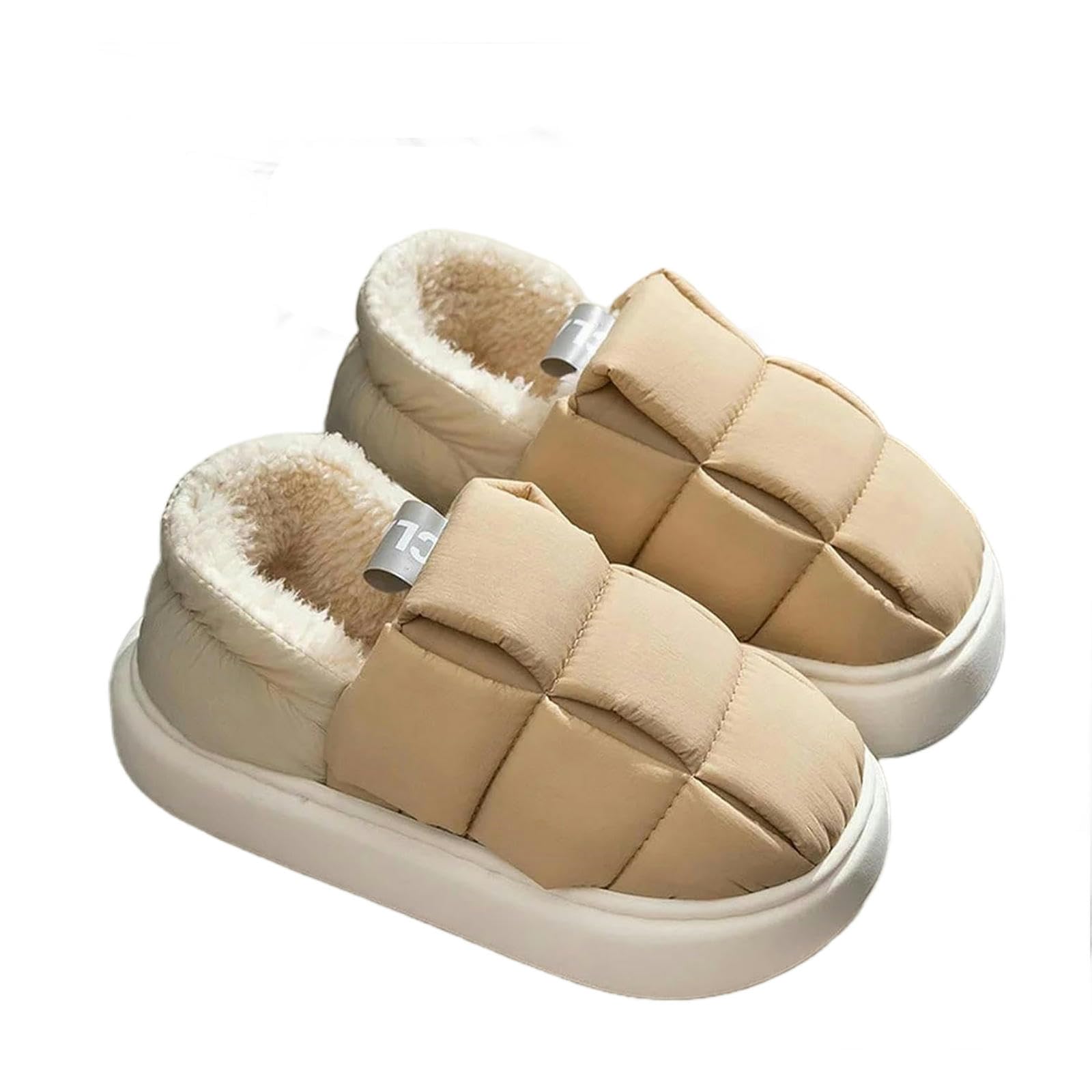 Ciabatte Donna Invernali Solle Spesse Non Slip per Comfort Interno, Esterno E Casual - Pantofole di Cotone Calde-white-38-39