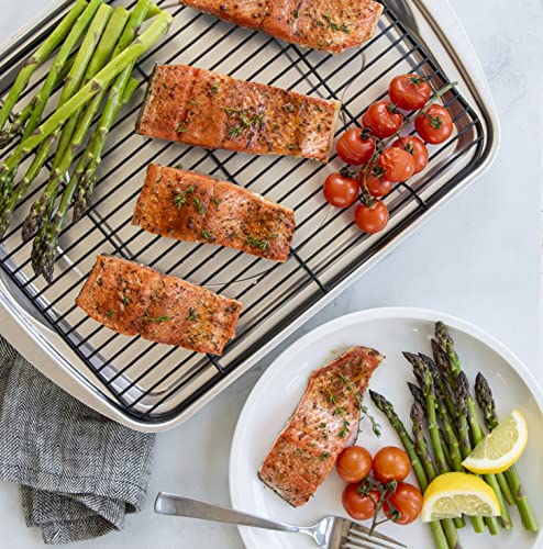 Nordic Ware Oven Crisp Baking Tray, Aluminium Crisping Tray with Carbon Steel Rack, Premium Bakeware Crafted in The USA, Colour: Silver - Image 3